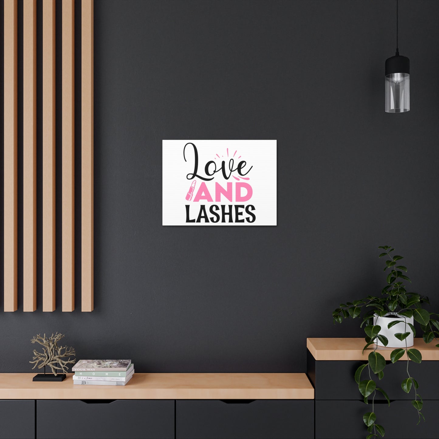 Love and Lashes, Beauty quotes, Inspirational quotes, Motivational quotes, Positive affirmations, Self-love quotes, Inner beauty, Beauty and confidence, Makeup Quote 24″ x 18″ Premium Gallery Wraps (1.25″)