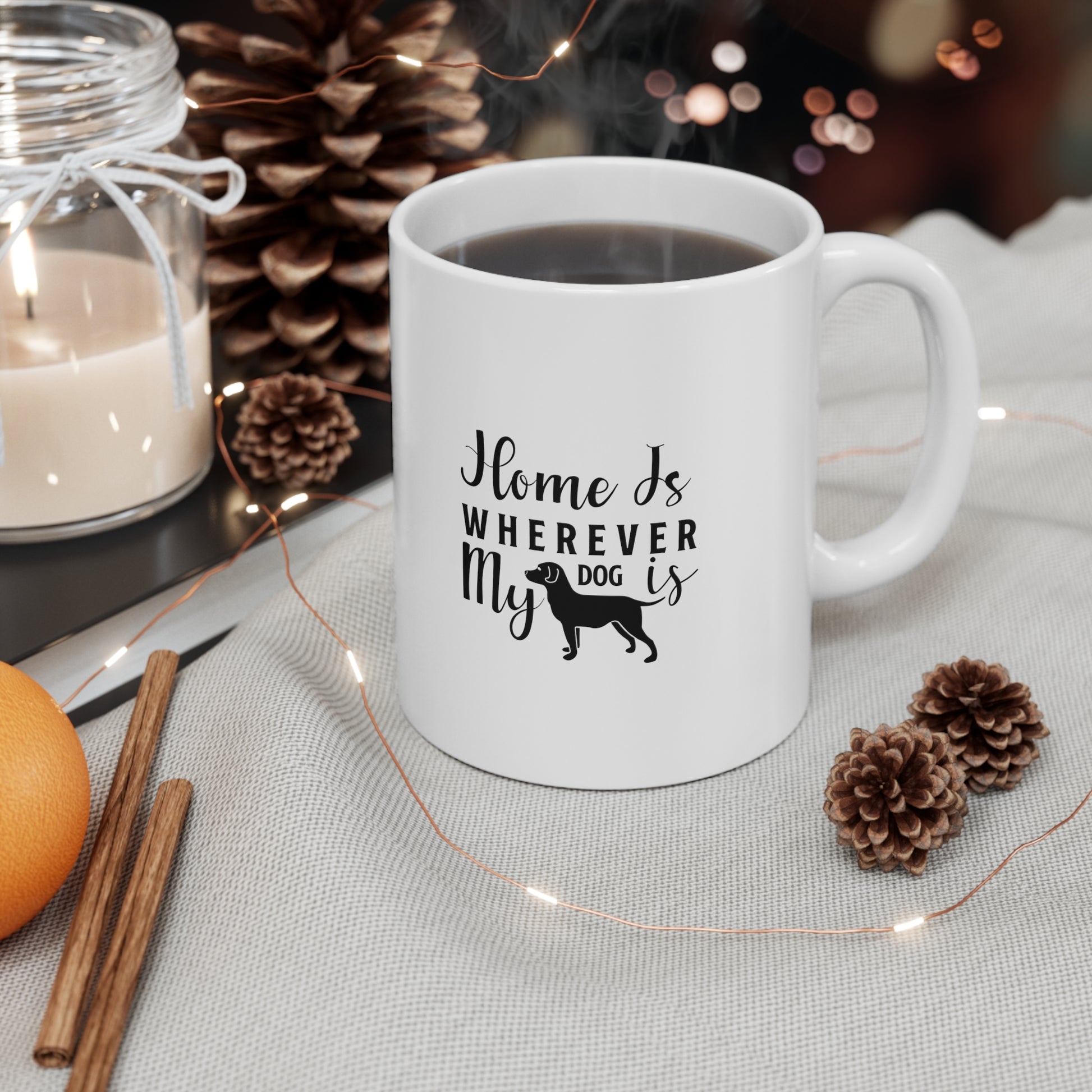 Home is Where My Dog is, Coffee Mugs with Art, Unique Mug Designs, Custom Graphic Mugs, Artistic Coffee Cups, Trendy Mug Patterns - SaviTraviDesigns