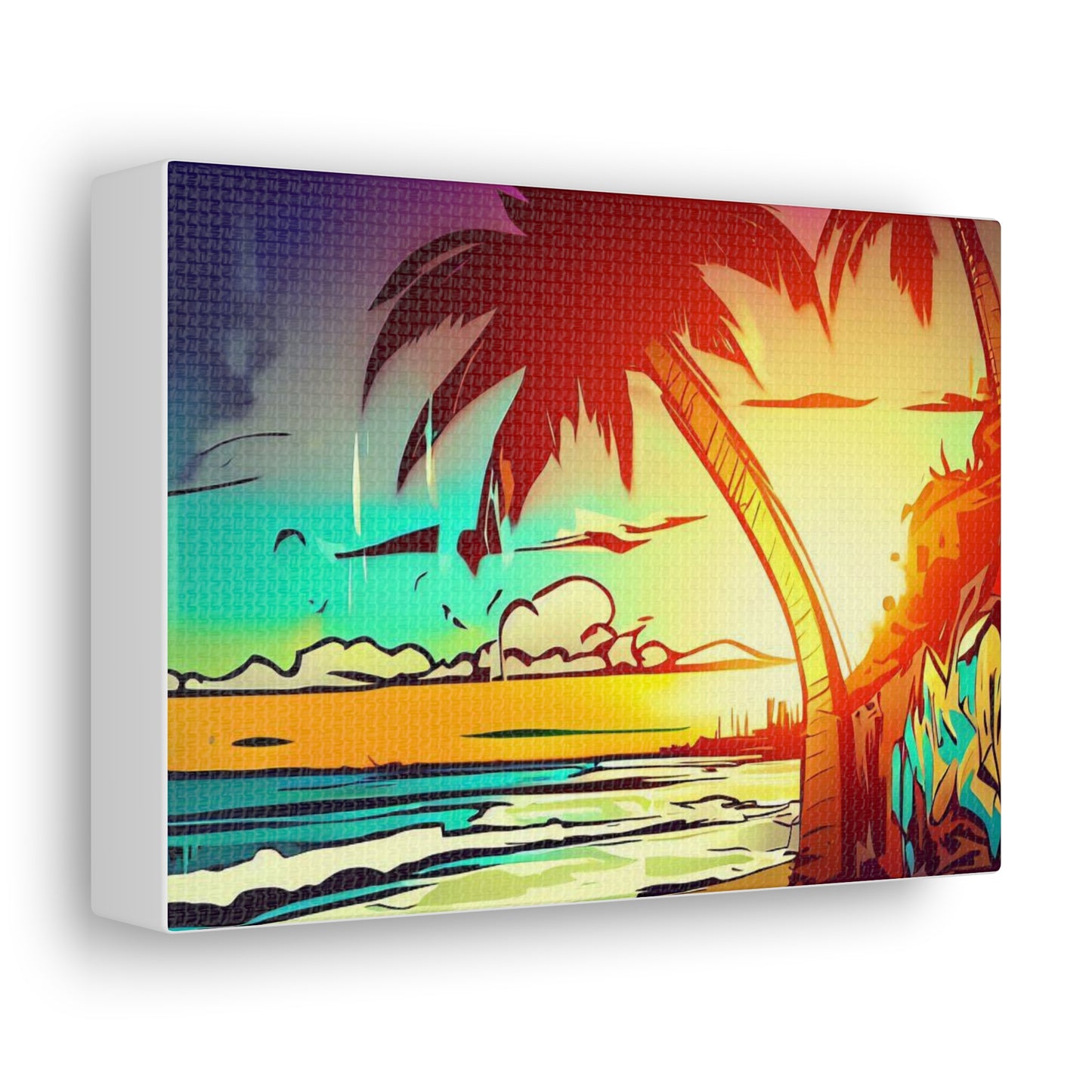 Graffiti Palm Tree, Sunset Beach, Graffiti art prints, Street art canvas, Urban art decor, Graffiti-style wall art, Graffiti canvas prints, Street art posters