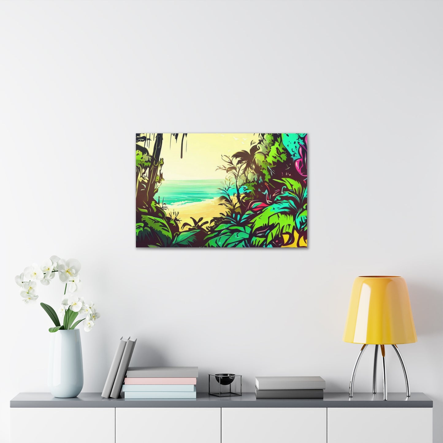 Jungle Beach, Rainforest Ocean, Graffiti-inspired home decor, Modern street art prints, Graffiti wall art, Street art canvas art, Graffiti artist prints - SaviTraviDesigns