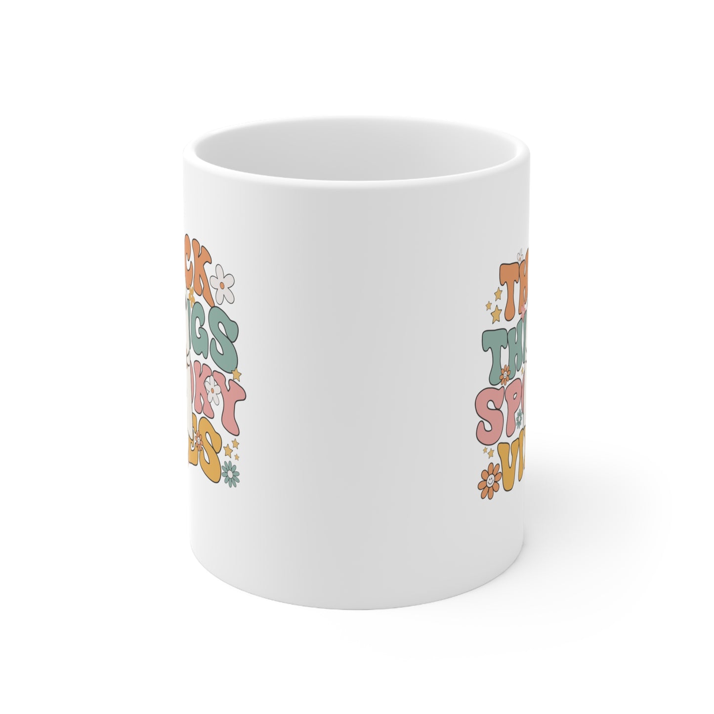 Spooky Vibes, Personalized Mug Designs, Creative Coffee Cups, Unique Mug Artwork, Printed Coffee Mugs, Artist-Designed Mugs