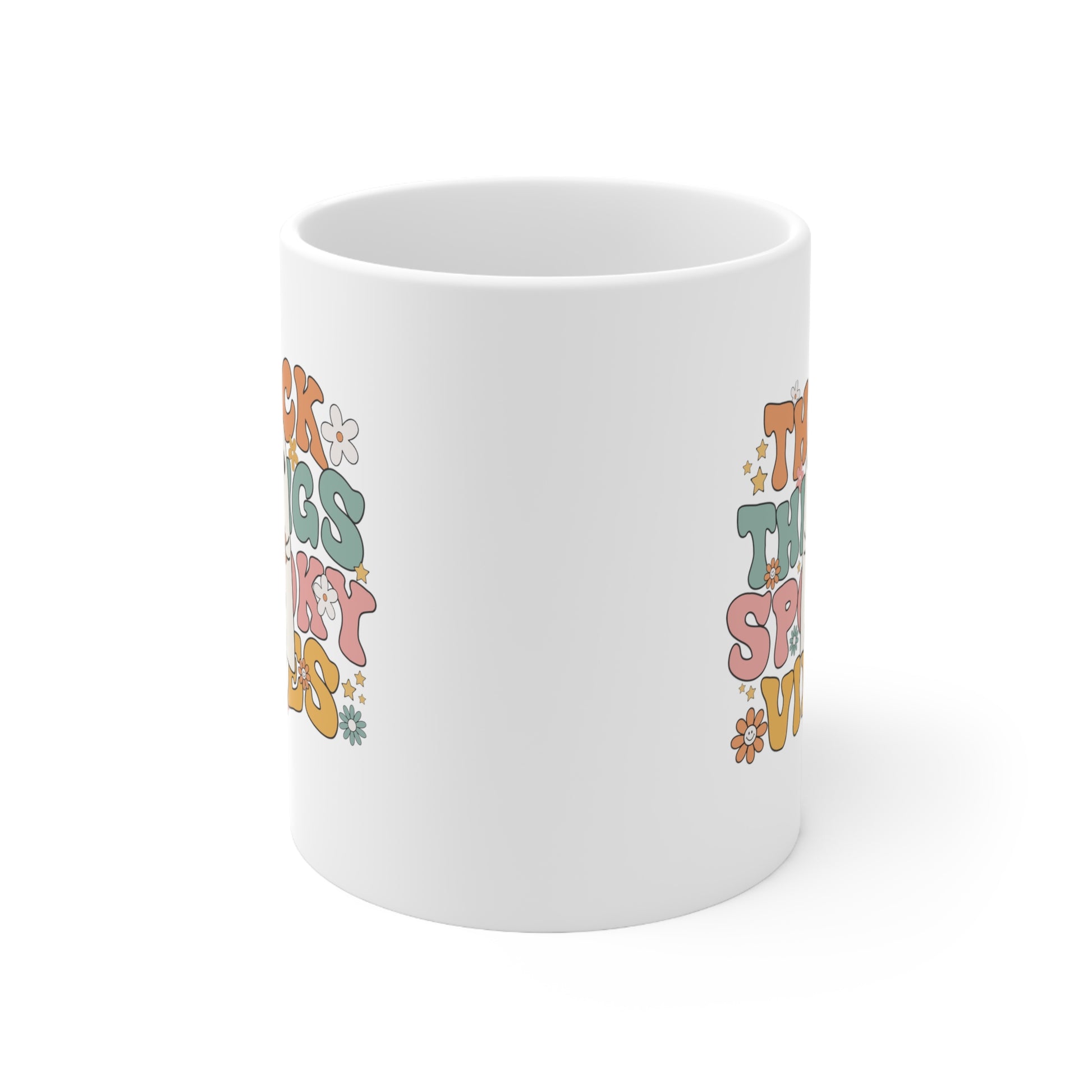 Spooky Vibes, Personalized Mug Designs, Creative Coffee Cups, Unique Mug Artwork, Printed Coffee Mugs, Artist-Designed Mugs