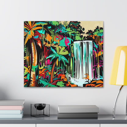 Jungle Waterfall, Rainforest Waterfall, Graffiti-inspired home decor, Modern street art prints, Graffiti wall art, Street art canvas art, Graffiti artist prints - SaviTraviDesigns