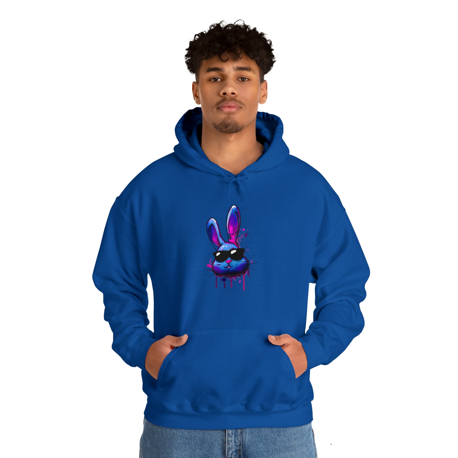 Bunny Hoodie, Graffiti Hoodie, Graffiti sweatshirt, Bunny sweatshirt, Urban Art Hooded Sweatshirt, Blue Bunny