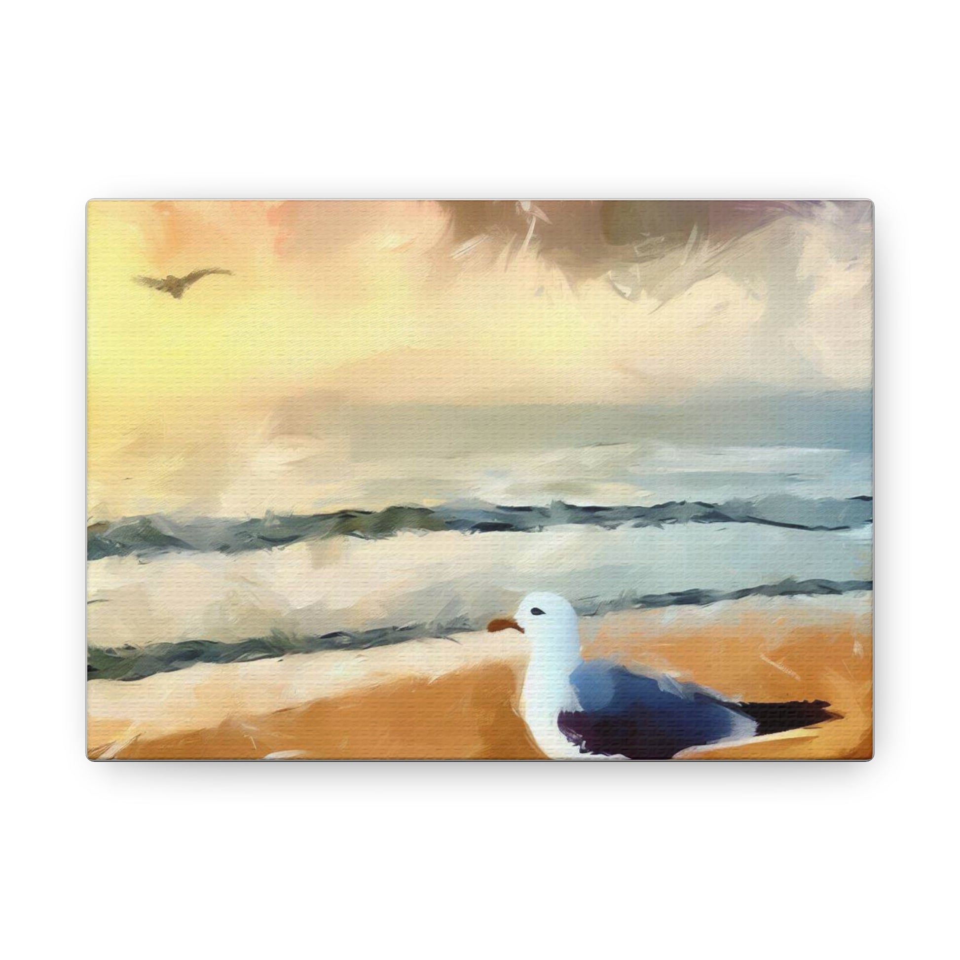 Seagull Painting, Beach wall art, Ocean Wall Art, Canvas Gallery Wraps 7" x 5" Premium Gallery Wraps (1.25″)