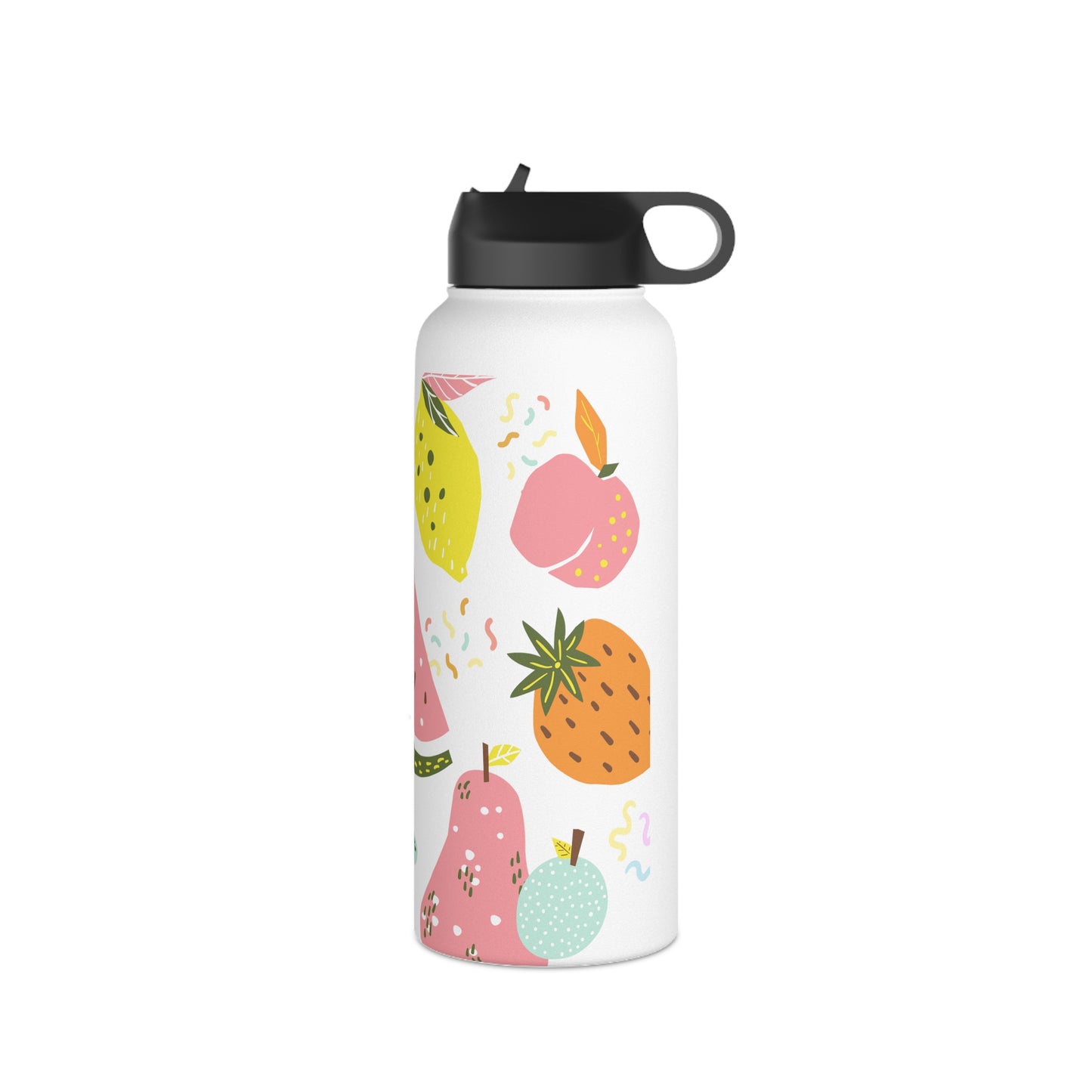 Fruit water bottle, design water bottle, Stainless Steel Water Bottle, Standard Lid - SaviTraviDesigns