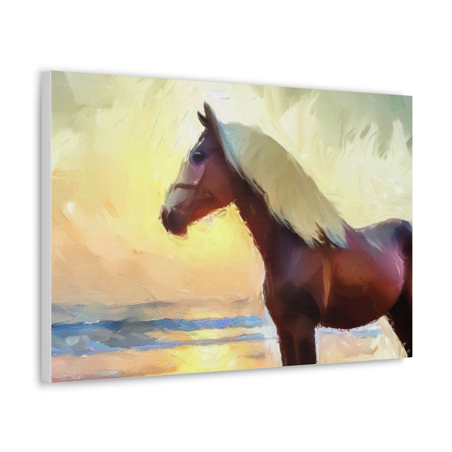 Horse wall art, beach wall art, ocean art, Canvas Gallery Wraps, Horse Beach, Sunset Beach - SaviTraviDesigns