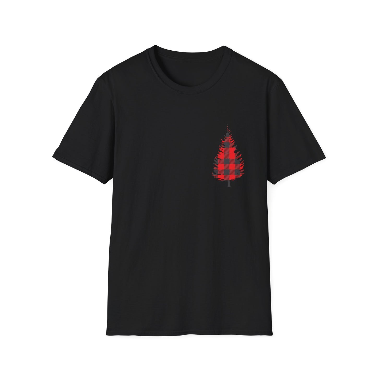 Plaid Christmas Tree Graphic T Shirt Black