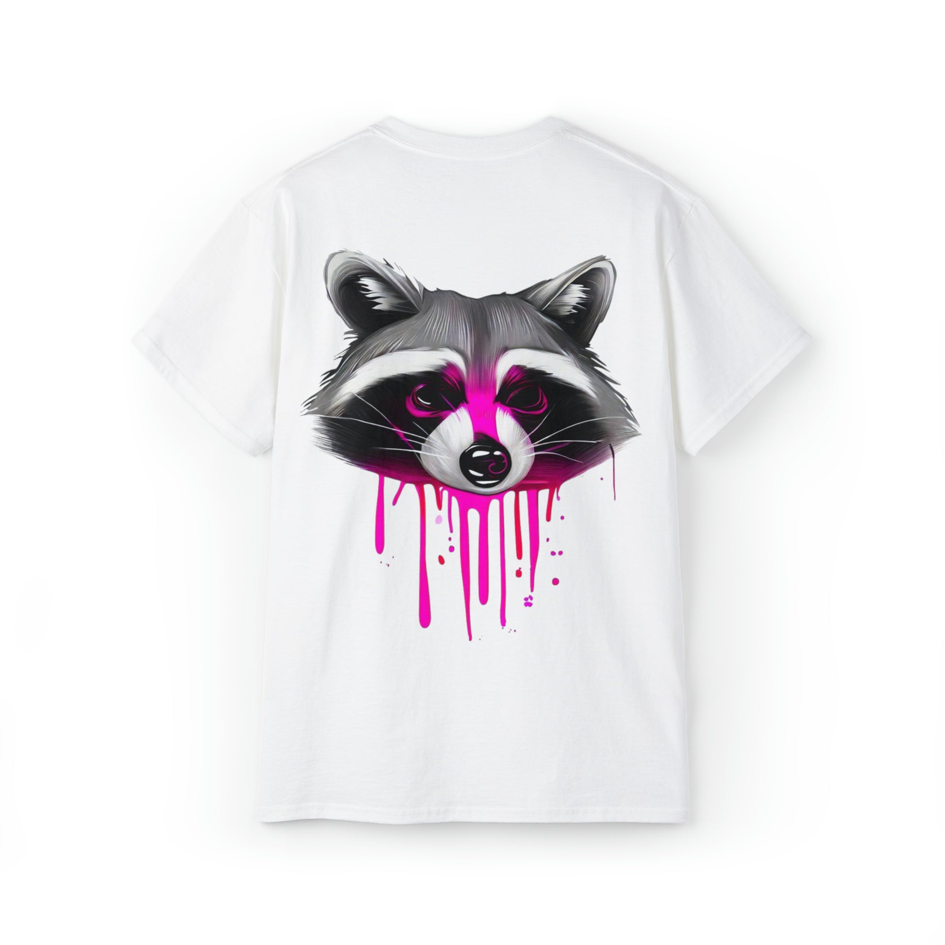 Raccoon Shirt, Graffiti Print Shirt, Unisex Ultra Cotton Tee, Pink Raccoon