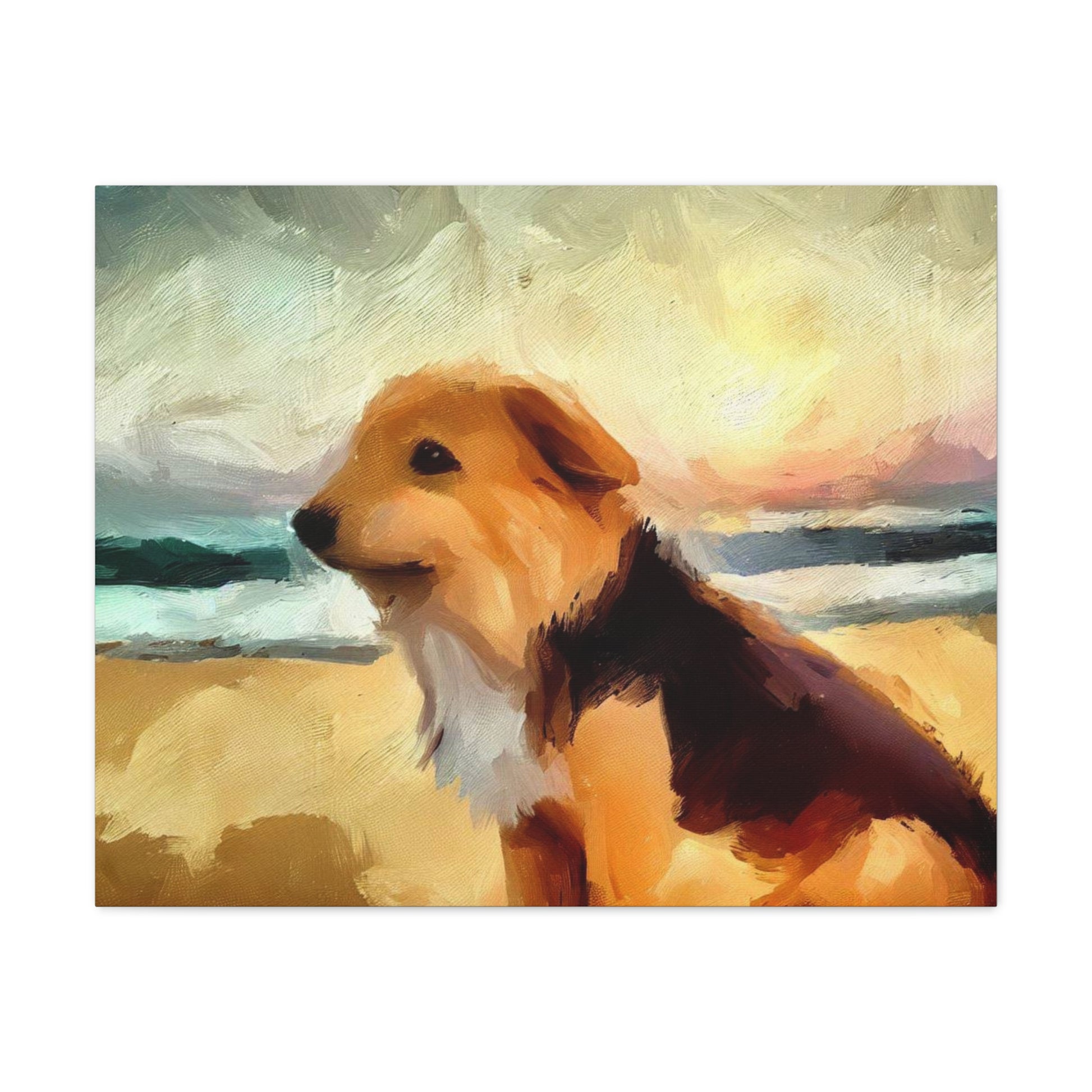 Dog wall art, ocean wall art, beach art, Canvas Gallery Wraps, Dog Beach - SaviTraviDesigns