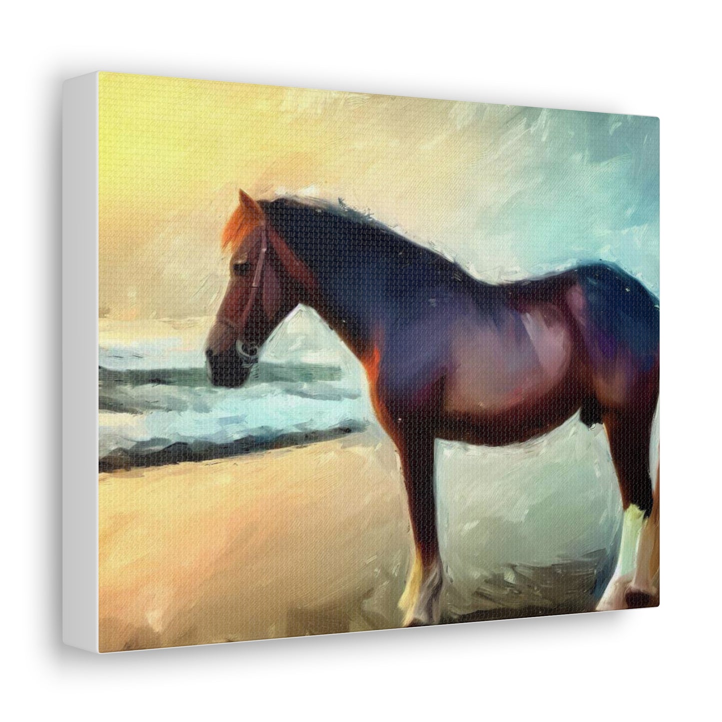 Horse wall art, Beach wall art, ocean art, Canvas Gallery Wraps, Horse Beach, Sunset Beach - SaviTraviDesigns