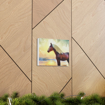 Horse wall art, beach wall art, ocean art, Canvas Gallery Wraps, Horse Beach, Sunset Beach - SaviTraviDesigns