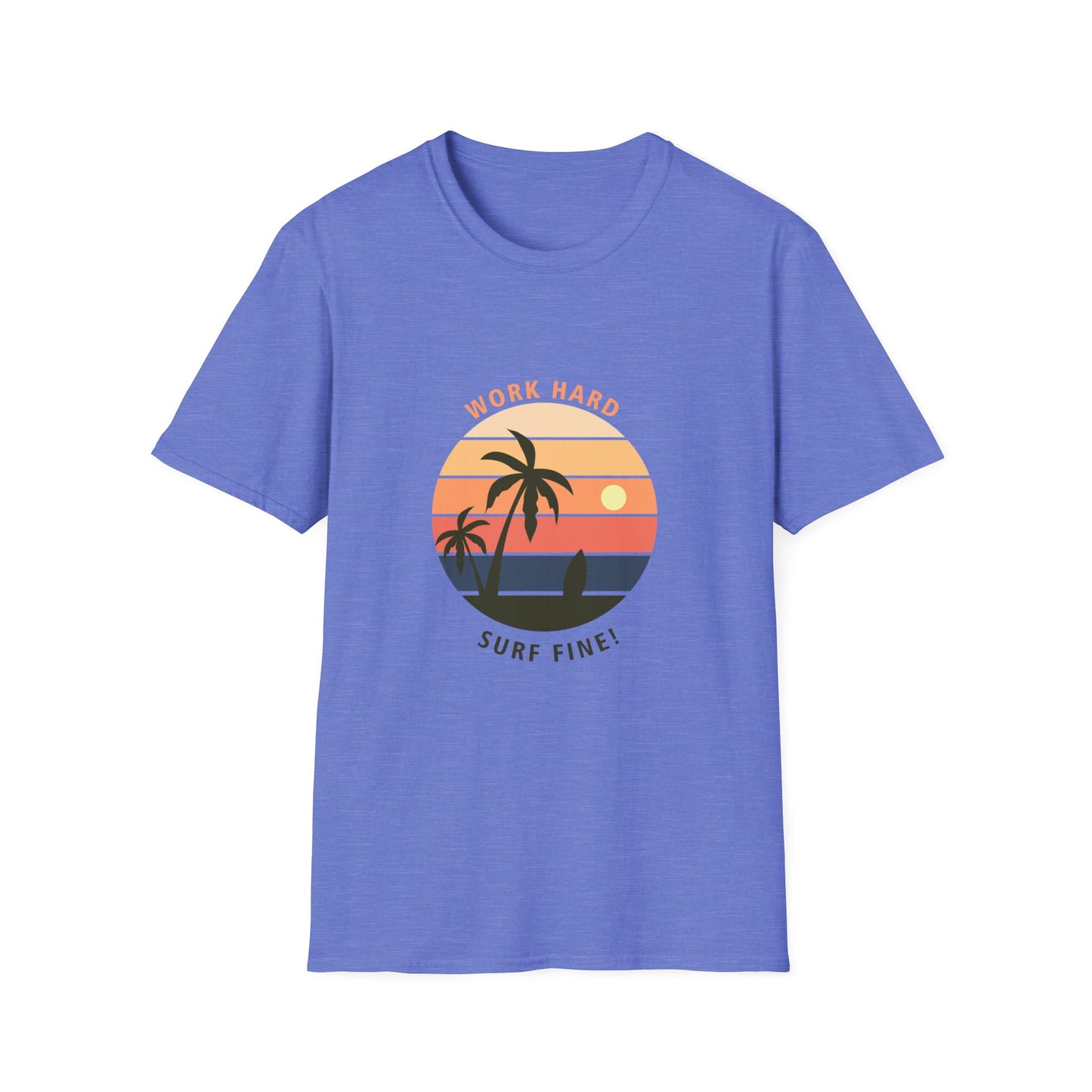 Work Hard Surf Fine Graphic T Shirt Heather Royal