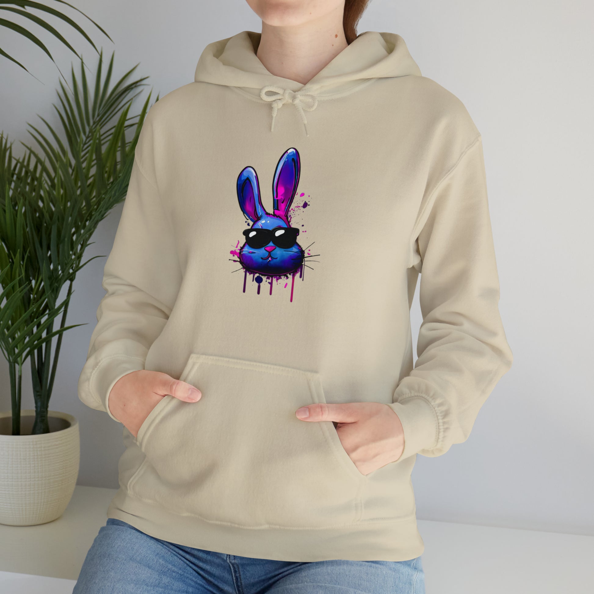 Bunny Hoodie, Graffiti Hoodie, Graffiti sweatshirt, Bunny sweatshirt, Urban Art Hooded Sweatshirt, Blue Bunny