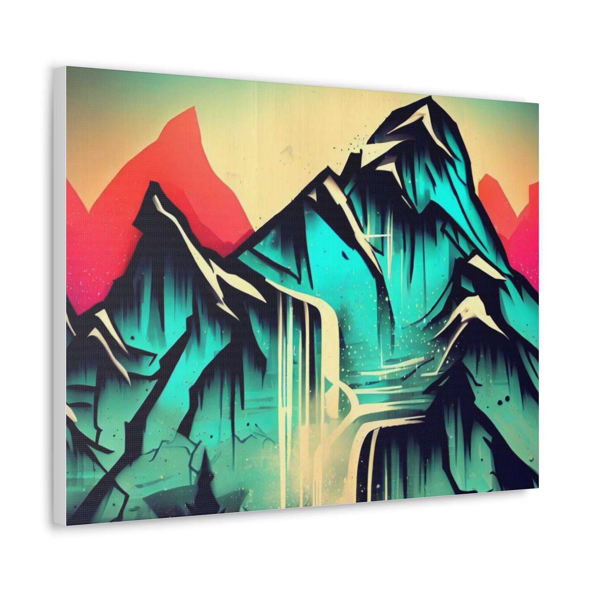 Blue Mountain, Mountain Sunset, Graffiti-inspired home decor, Modern street art prints, Graffiti wall art, Street art canvas art, Graffiti artist prints - SaviTraviDesigns