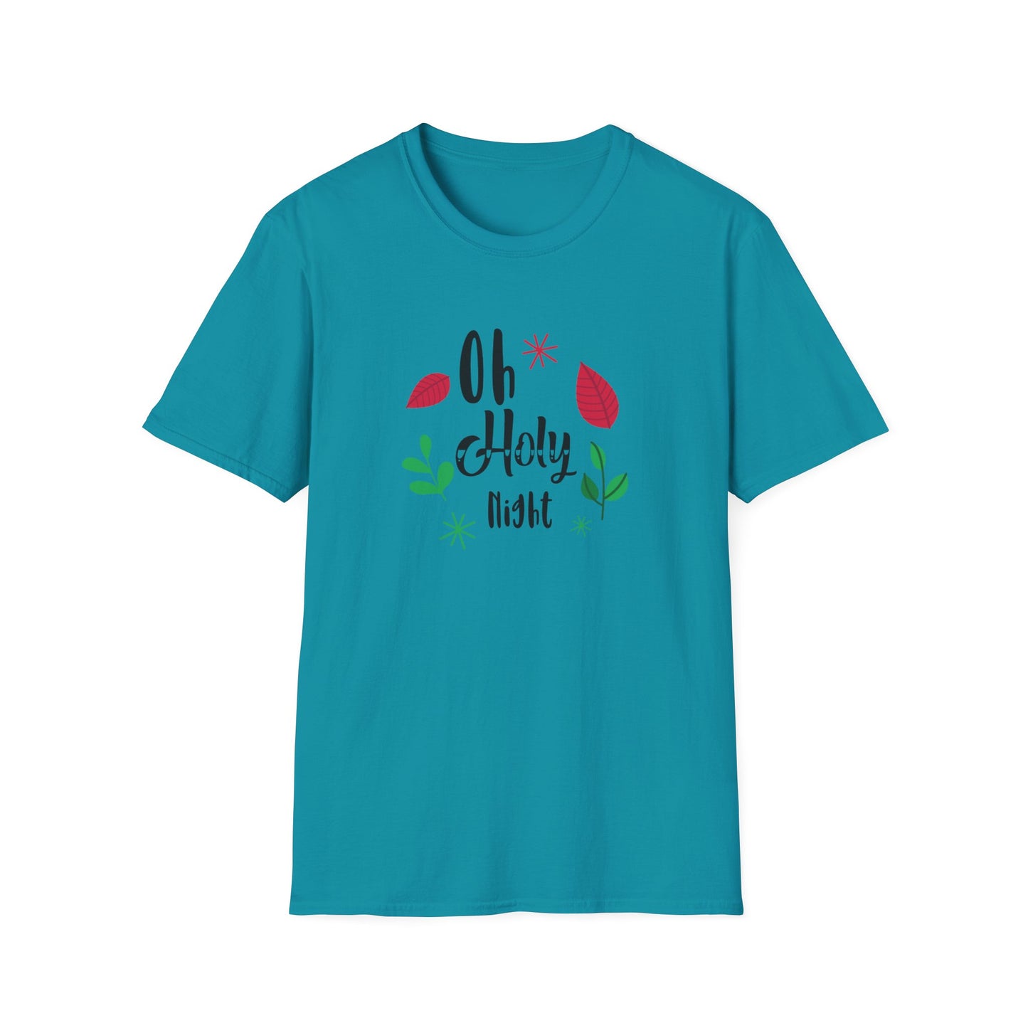 Oh Holy Night Holiday Graphic T Shirt Tropical Blue