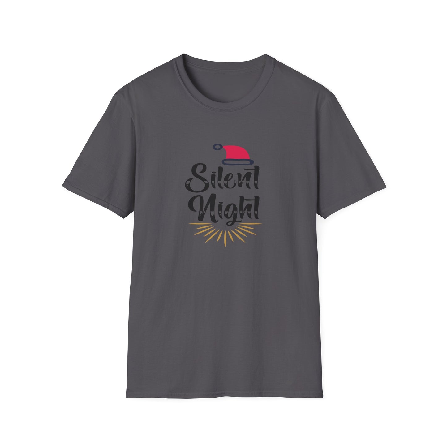 Silent Night Holiday Graphic T Shirt Charcoal