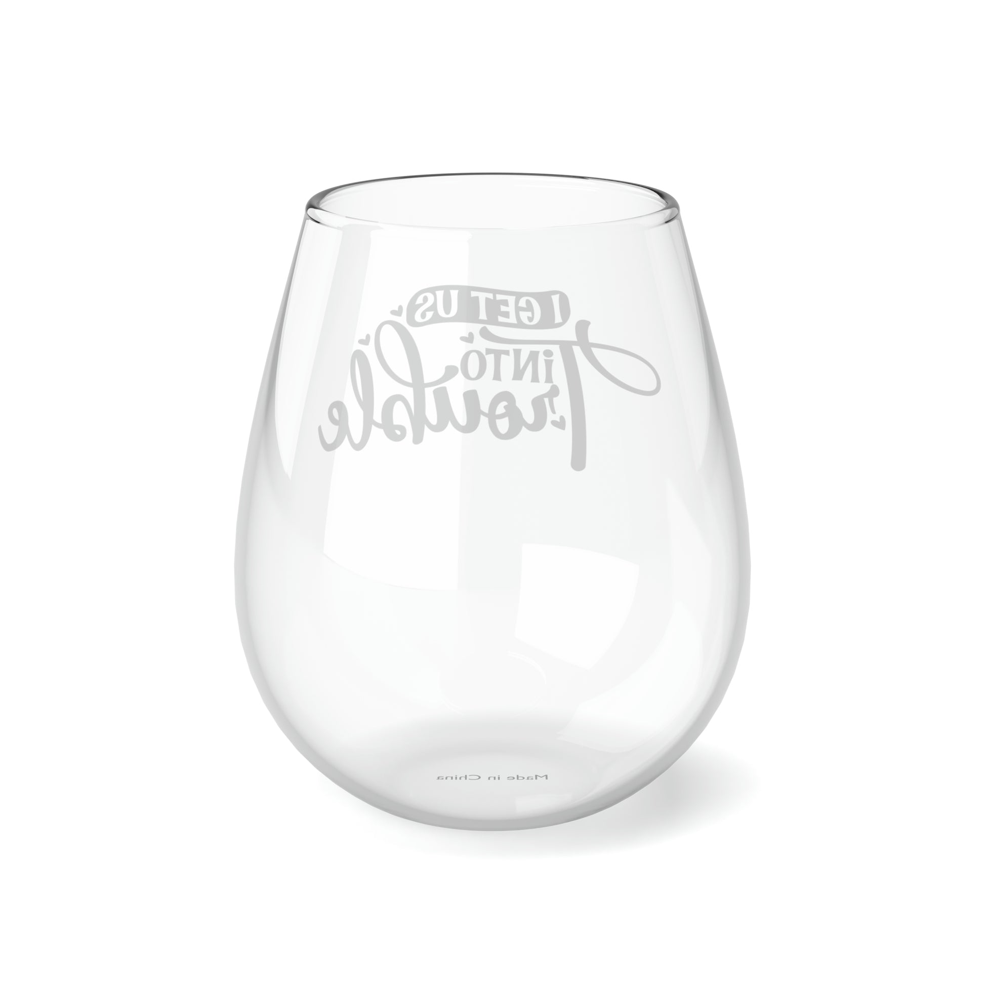 Get Us into Trouble, Wine Lover Wine Glass, Unique Stemless Wine, Trendy Wine Glass, Wine Glass Ideas, Stemless Wine Glass, 11.75oz - SaviTraviDesigns