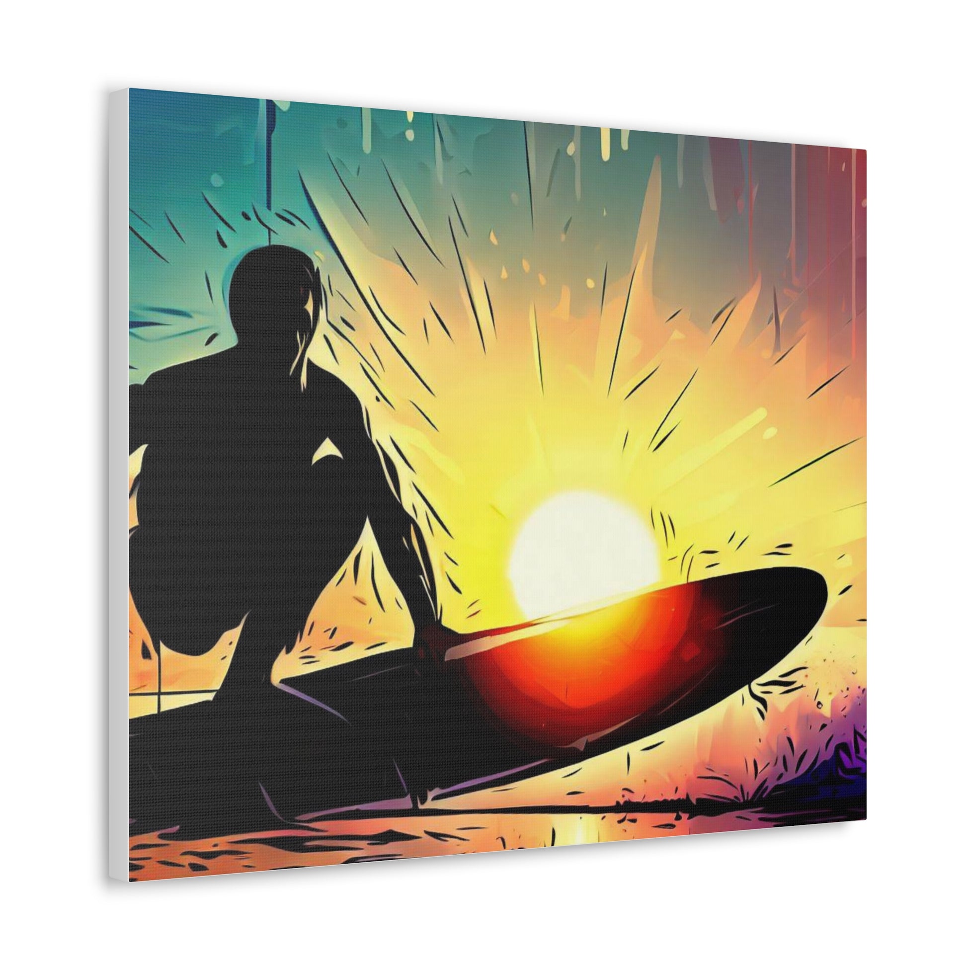 Surfer, Surfing Sunset, Graffiti-inspired home decor, Modern street art prints, Graffiti wall art, Street art canvas art, Graffiti artist prints - SaviTraviDesigns