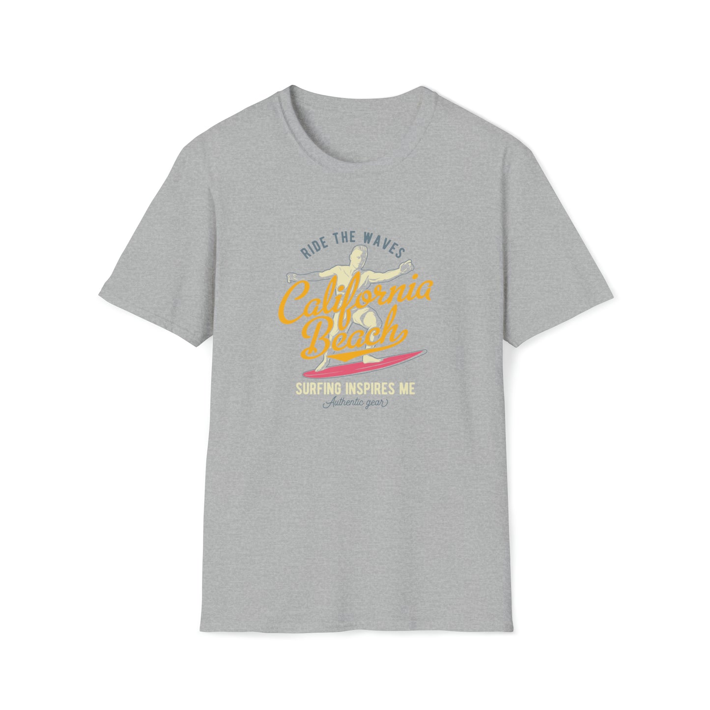 California Beach Surfing |Beach Lifestyle Shirts | Summer Vibe Apparel Sport Grey