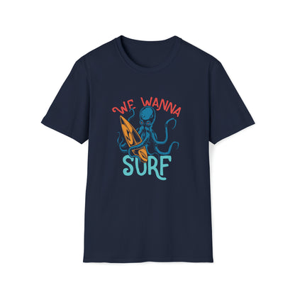 We Wanna Surf |Beach Lifestyle Shirts | Summer Vibe Apparel Navy