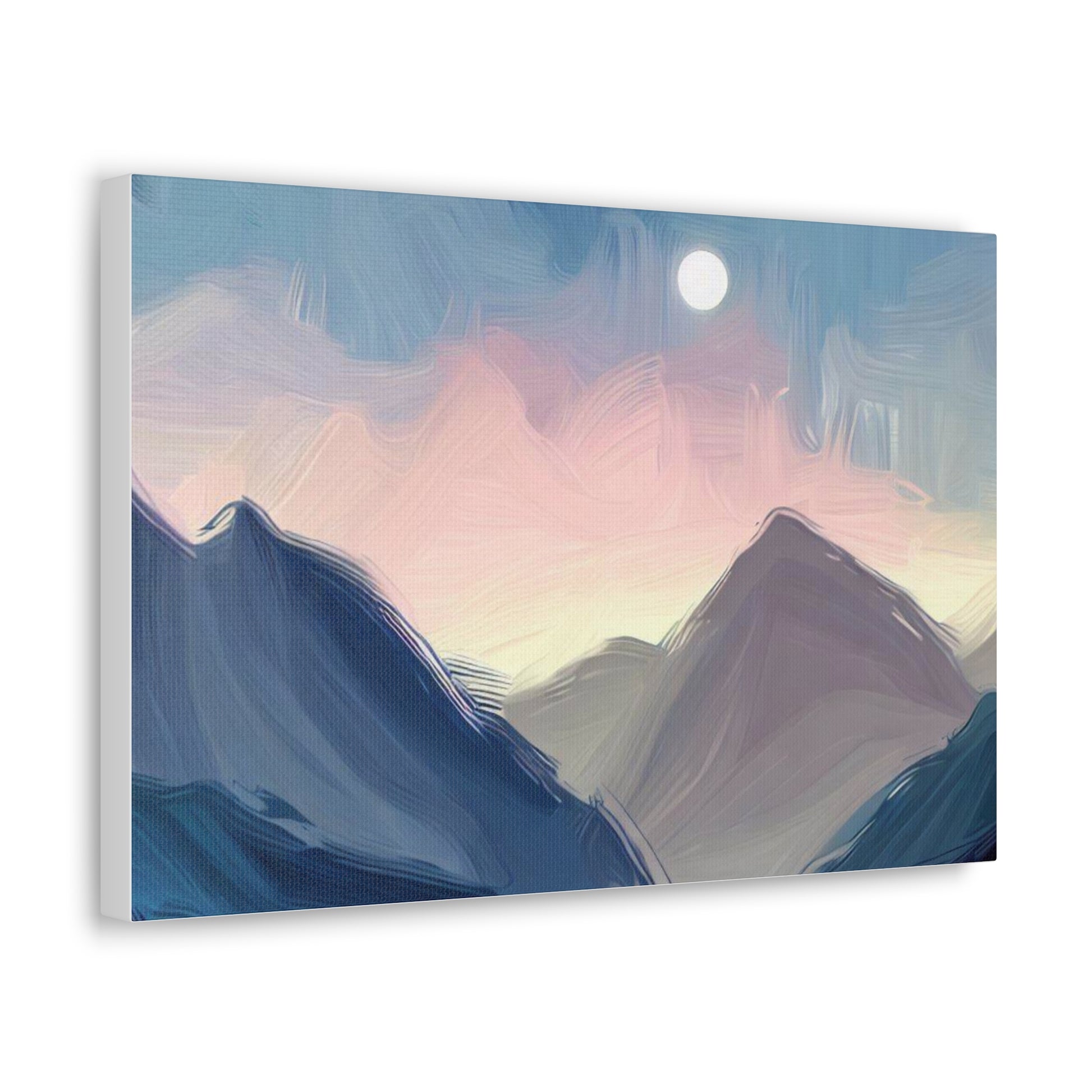 Mountain Wall Art, Moon Wall Art, Canvas Gallery Wraps, Moon Over Mountains