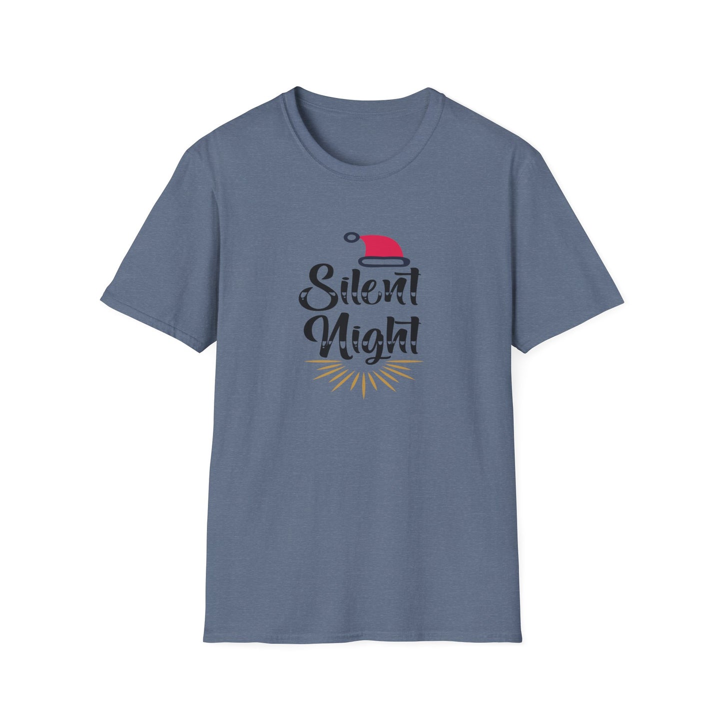 Silent Night Holiday Graphic T Shirt Heather Indigo