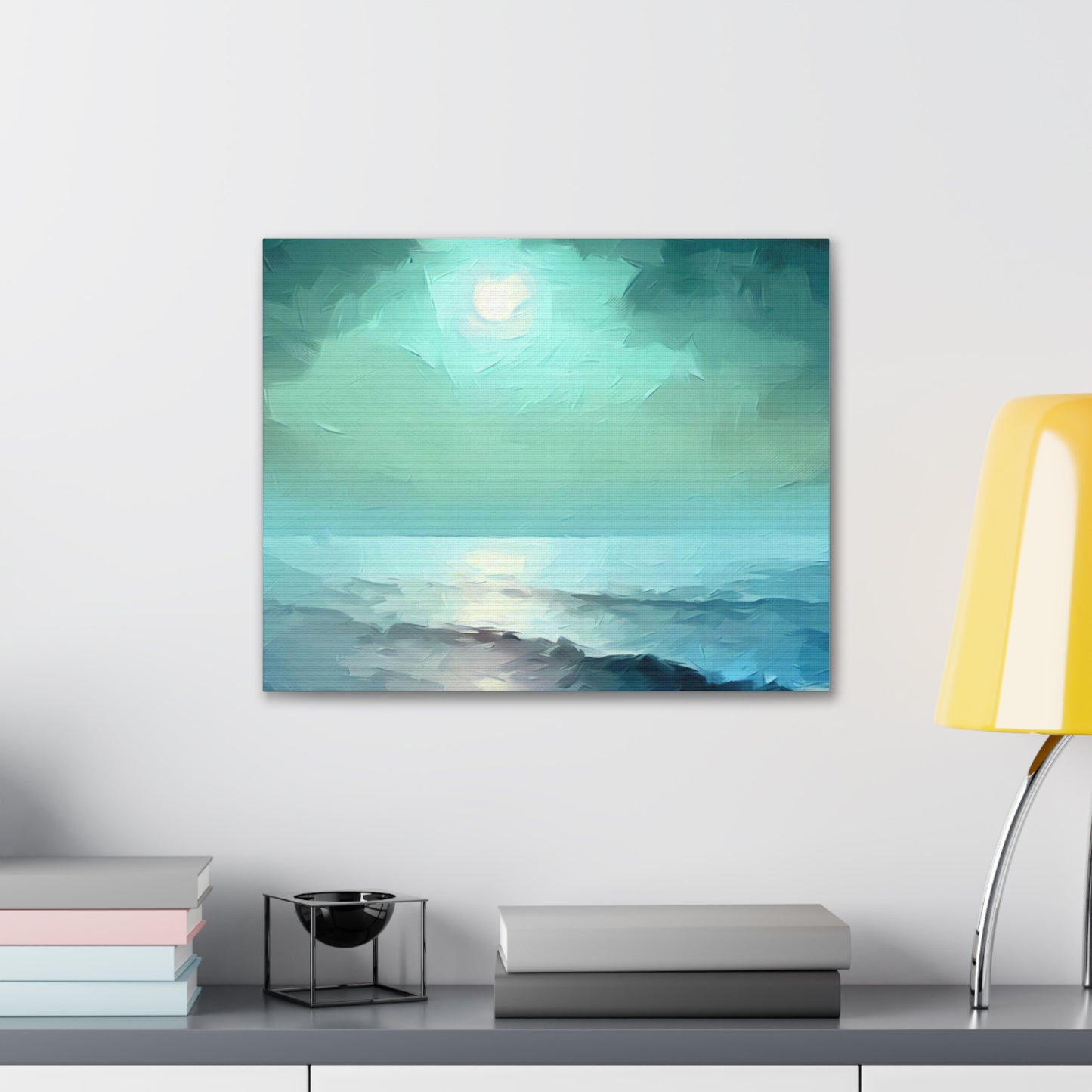 Moon wall art, Ocean wall art, ocean art, Canvas Gallery Wraps