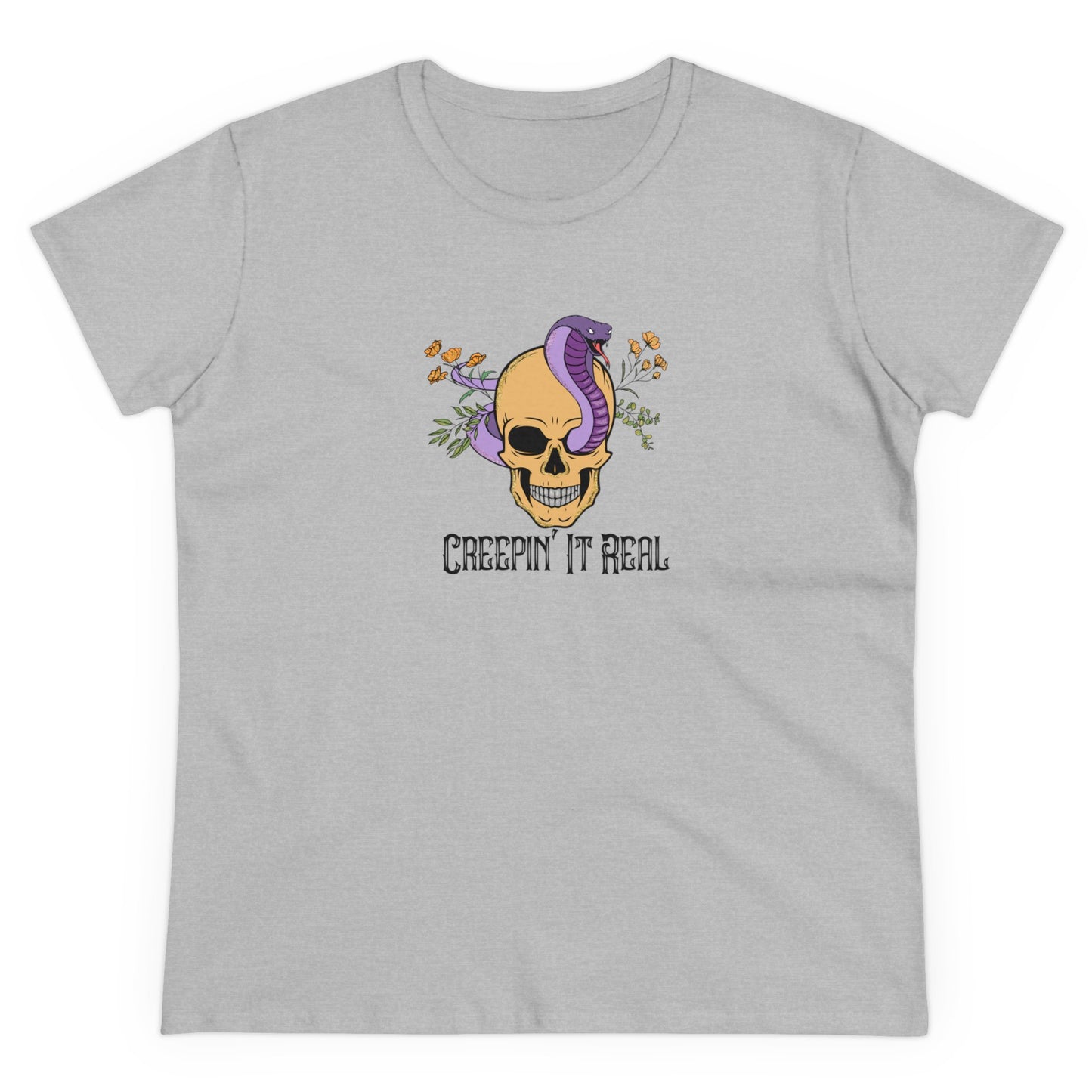 Creepin' it Real, Halloween Graphic Shirts, Spooky Halloween Shirts, Scary Halloween Shirt Designs, Cute Halloween Graphic Tees, Funny Halloween Shirt Ideas Sport Grey