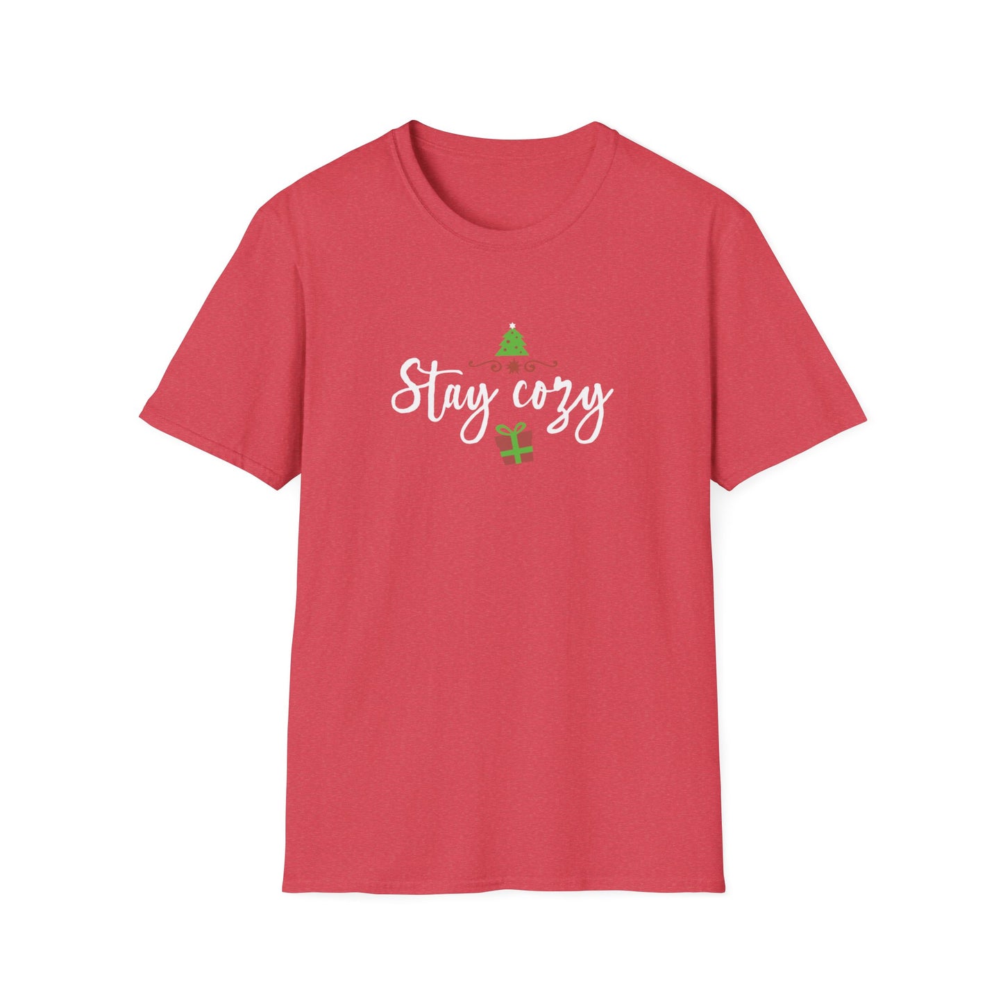 Stay Cozy Holiday Graphic T Shirt Heather Red