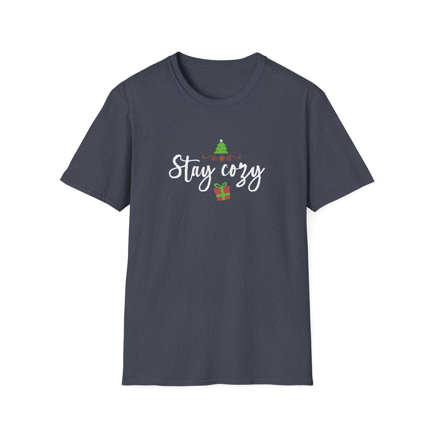 Stay Cozy Holiday Graphic T Shirt Heather Navy