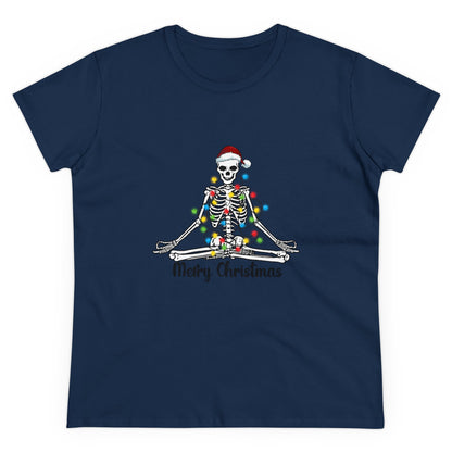 Skeleton Christmas, Christmas Graphic Shirts, Festive Holiday T-Shirts, Ugly Christmas Sweater Tees, Funny Christmas Shirt Designs, Cute Xmas Graphic Tees Navy