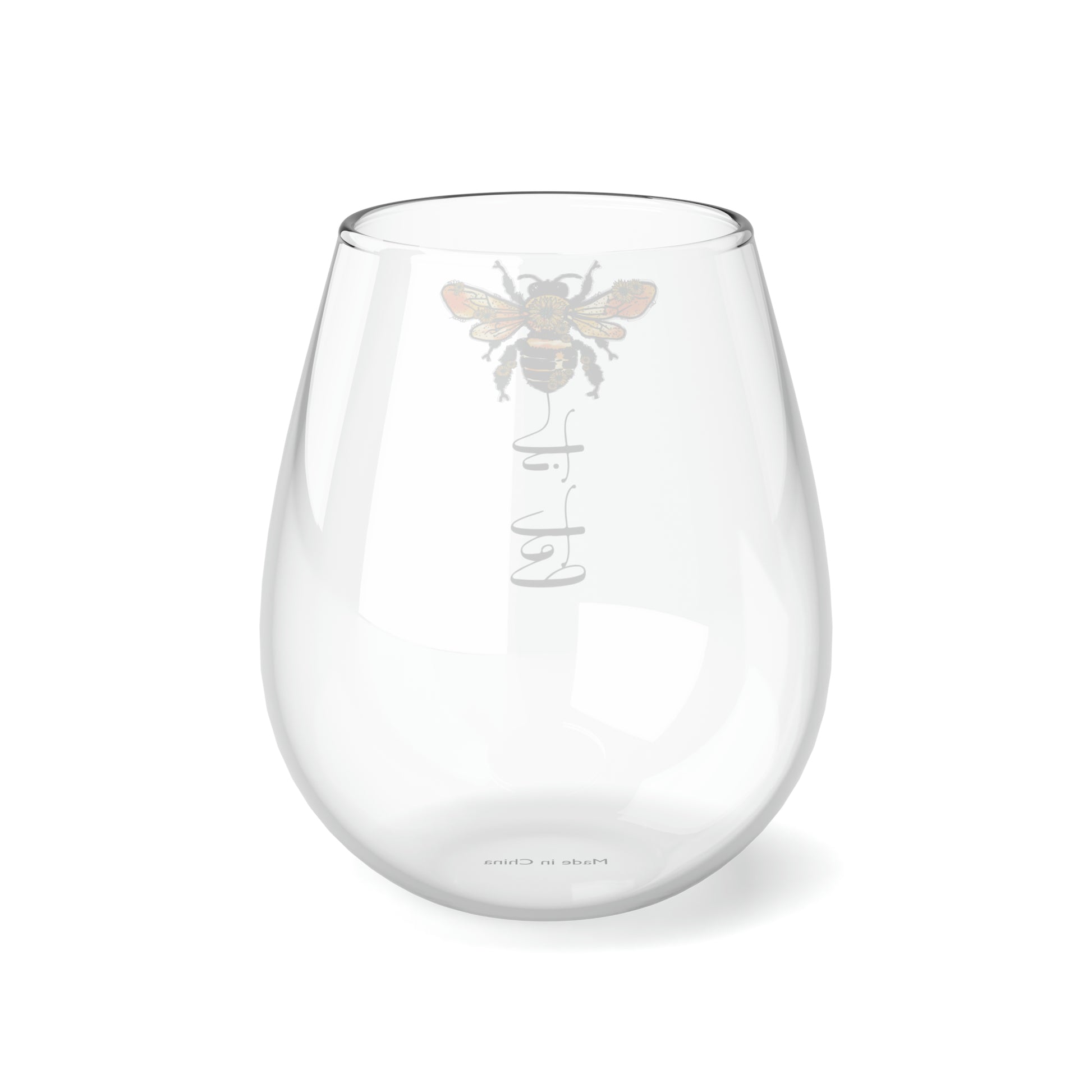 Let it Bee, Bee Wine Glass, Wine Lover stemless, Unique stemless wine glass, Trendy wine glass, Wine glass gift, Stemless Wine Glass - SaviTraviDesigns