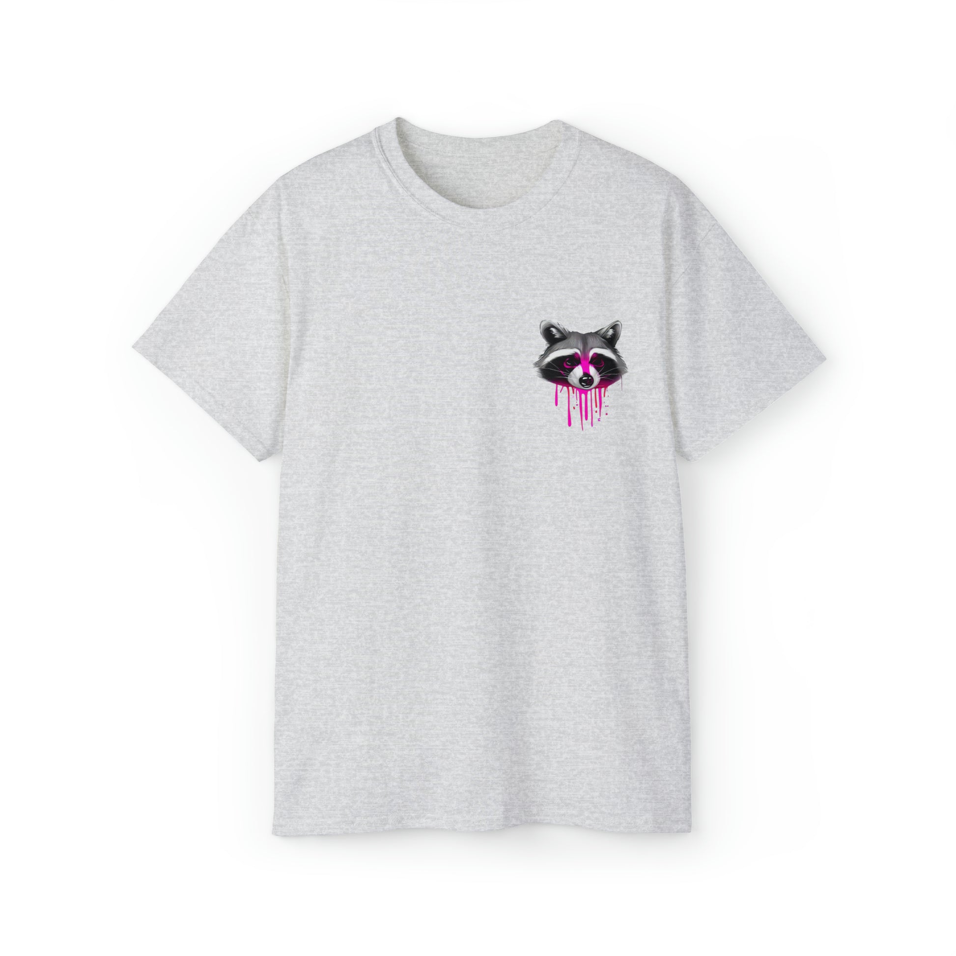 Raccoon Shirt, Graffiti Print Shirt, Unisex Ultra Cotton Tee, Pink Raccoon Ash