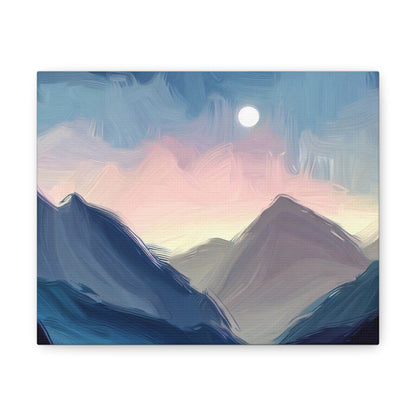 Mountain Wall Art, Moon Wall Art, Canvas Gallery Wraps, Moon Over Mountains 10″ x 8″ Premium Gallery Wraps (1.25″)