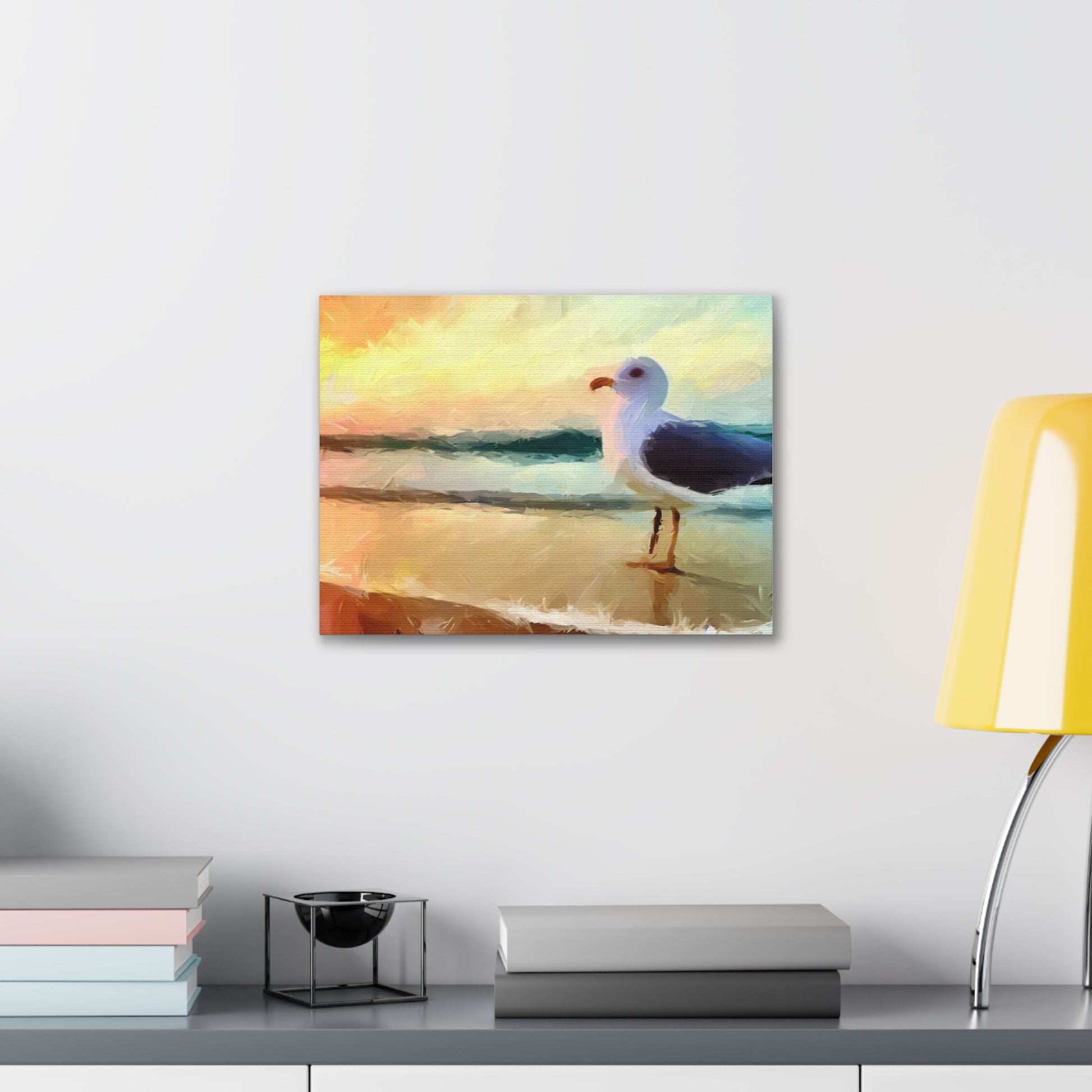 Seagull Beach, Beach wall art, Ocean wall art, Canvas Gallery Wraps