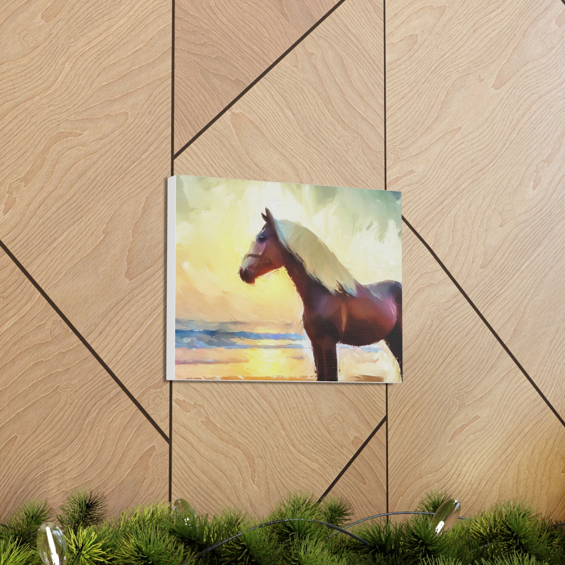 Horse wall art, beach wall art, ocean art, Canvas Gallery Wraps, Horse Beach, Sunset Beach - SaviTraviDesigns