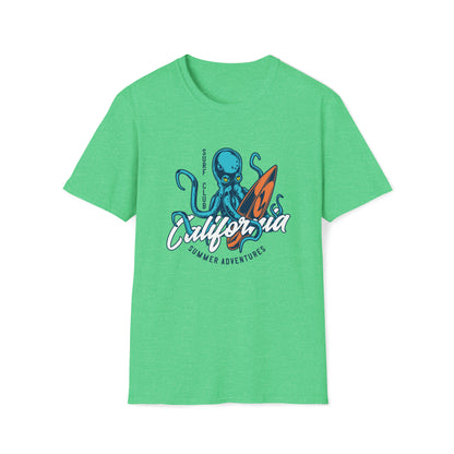 California Summer Adventures Surf Club |Beach Lifestyle Shirts | Summer Vibe Apparel Heather Irish Green