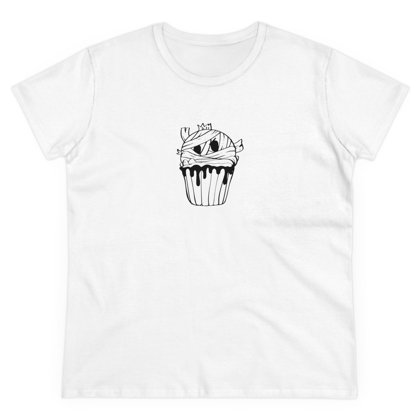 Mummy Cupcake, Halloween Cupcake Designs, Halloween Graphic Shirts, Spooky Halloween Shirts, Cute Halloween Graphic Tees White