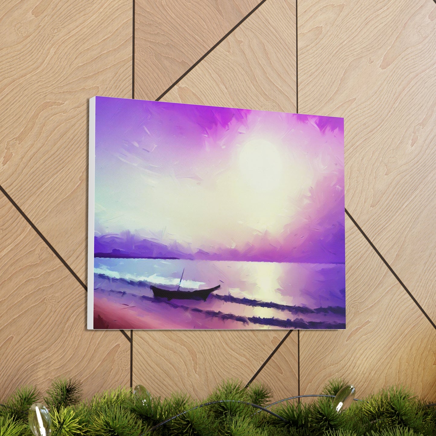 Sailboat Beach, Purple Sunset, Beach wall art, sunset wall art, beach art, Canvas Gallery Wraps