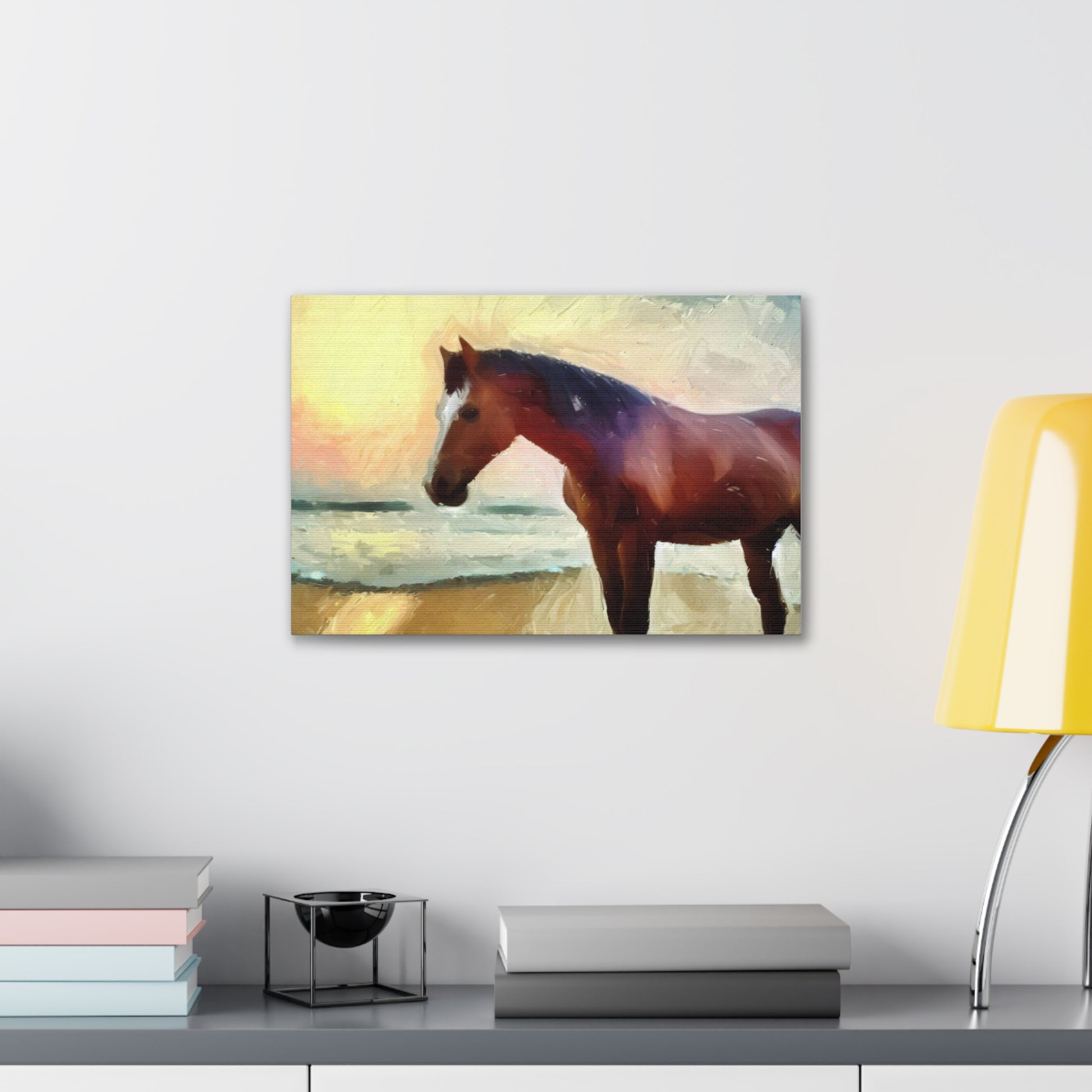 Horse wall art, beach wall art, ocean art, Canvas Gallery Wraps, Horse Beach, Sunset Beach - SaviTraviDesigns