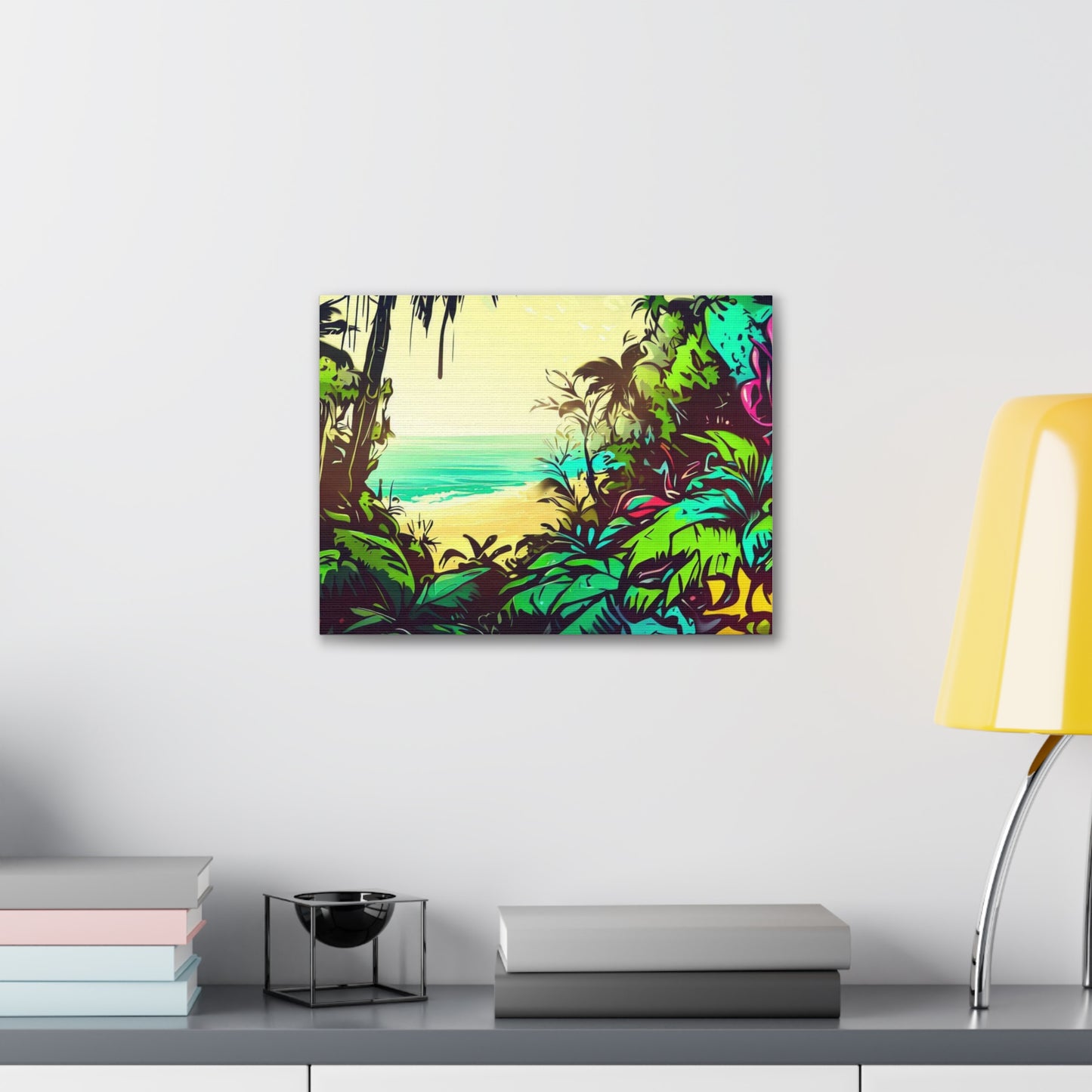 Jungle Beach, Rainforest Ocean, Graffiti-inspired home decor, Modern street art prints, Graffiti wall art, Street art canvas art, Graffiti artist prints - SaviTraviDesigns