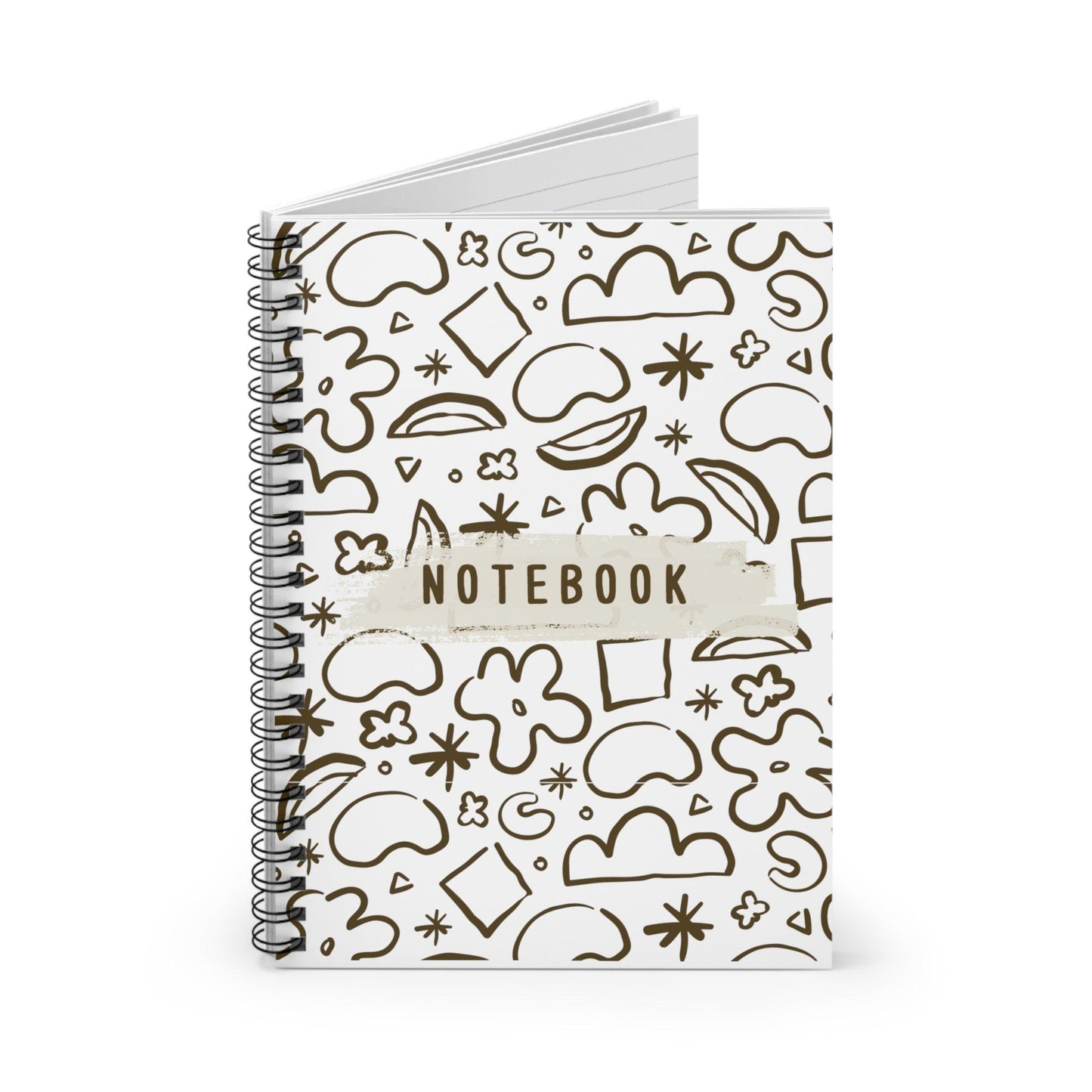 Pattern Notepad, Design Spiral Notebook, Spiral Notebook, Ruled Line, white, Workout Journal - SaviTraviDesigns