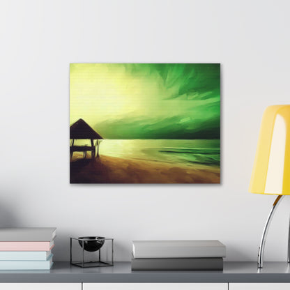 Green Sunset, Beach art, ocean art, beach wall art, Canvas Gallery Wraps