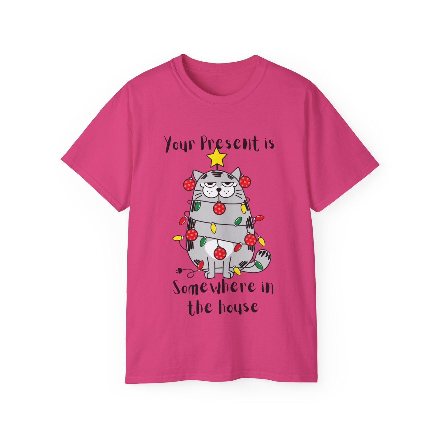 Your Present is Somewhere in the House Cat Christmas Graphic Tee