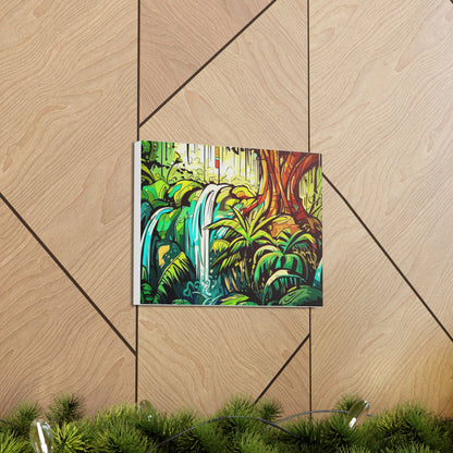 Rainforest Waterfall, Jungle Waterfall, Graffiti-inspired home decor, Modern street art prints, Graffiti wall art, Street art canvas art, Graffiti artist prints - SaviTraviDesigns