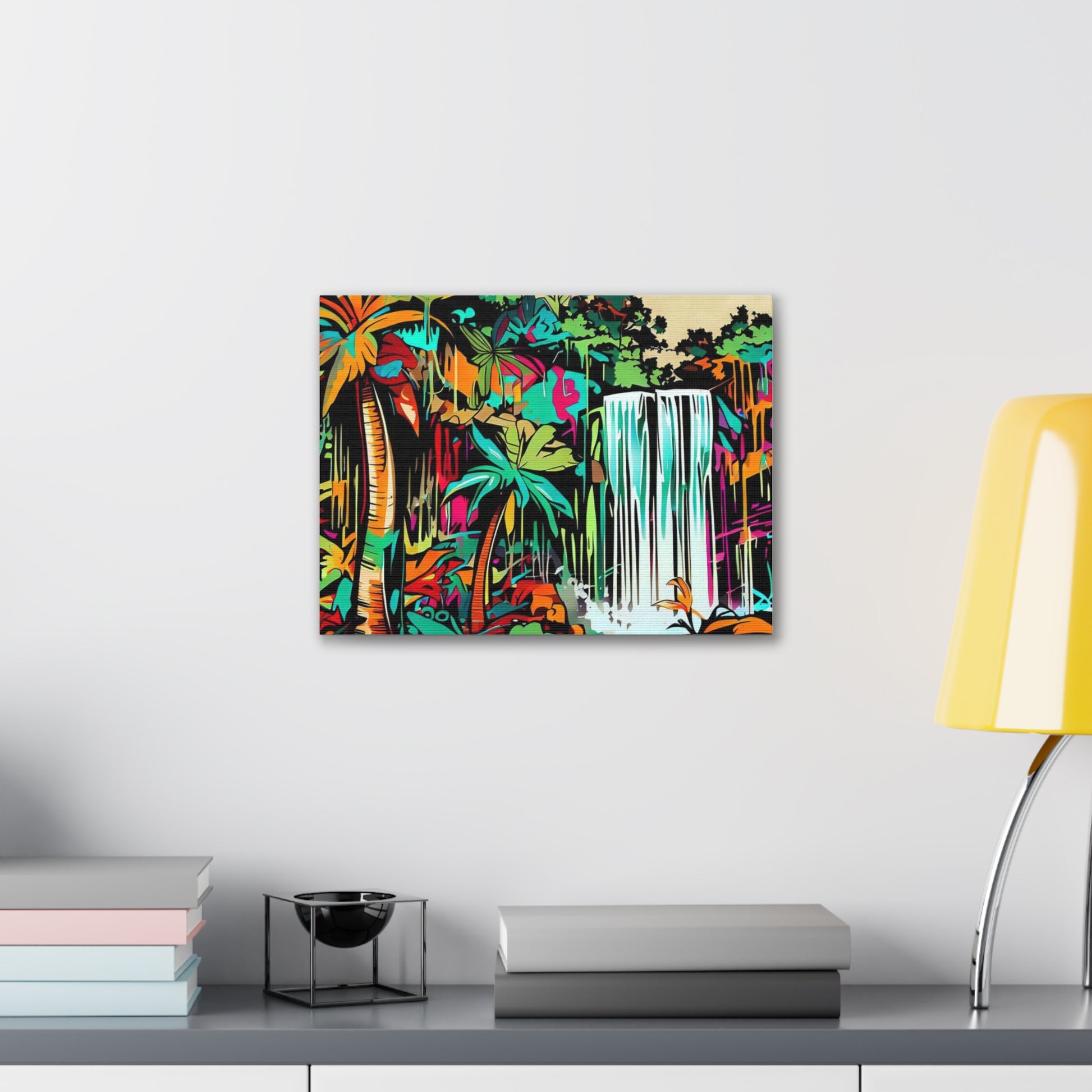 Jungle Waterfall, Rainforest Waterfall, Graffiti-inspired home decor, Modern street art prints, Graffiti wall art, Street art canvas art, Graffiti artist prints - SaviTraviDesigns