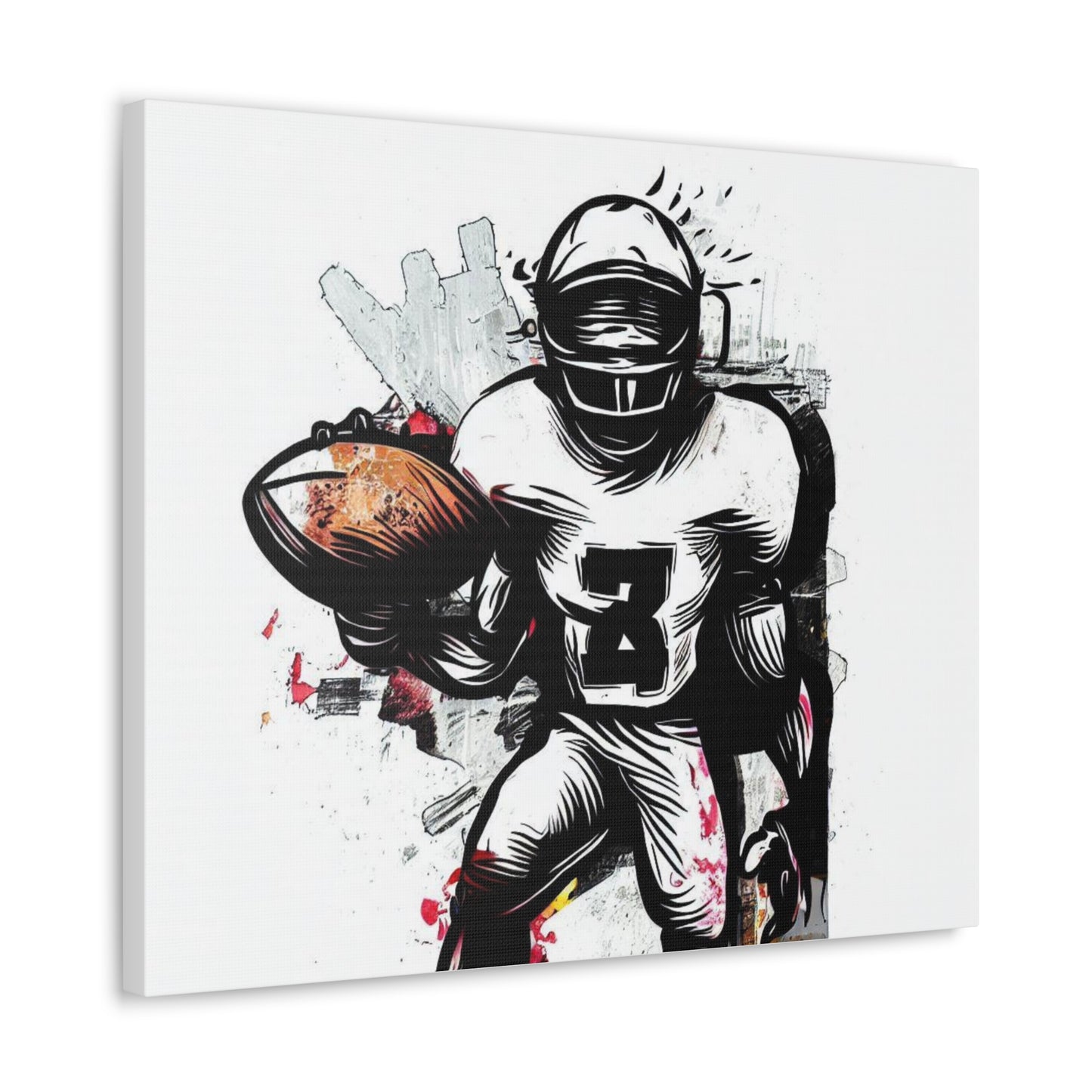 Football Player, Graffiti-inspired home decor, Modern street art prints, Graffiti wall art, Street art canvas art, Graffiti artist prints 24″ x 20″ Premium Gallery Wraps (1.25″)