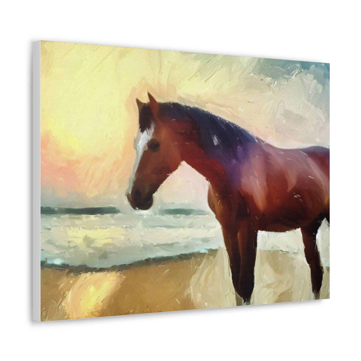 Horse wall art, beach wall art, ocean art, Canvas Gallery Wraps, Horse Beach, Sunset Beach - SaviTraviDesigns