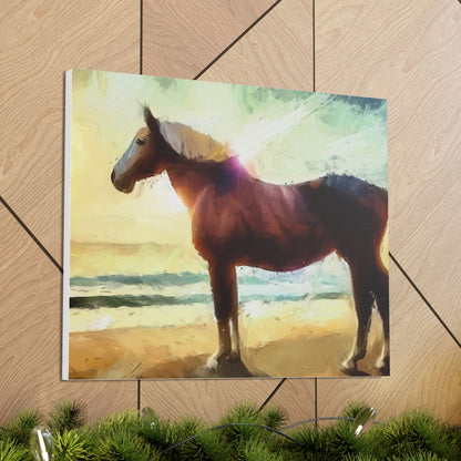 Horse wall art, Beach wall art, ocean wall art, Canvas Gallery Wraps, Horse Beach, Sunset Beach - SaviTraviDesigns